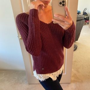 Hollister lace trimmed sweater